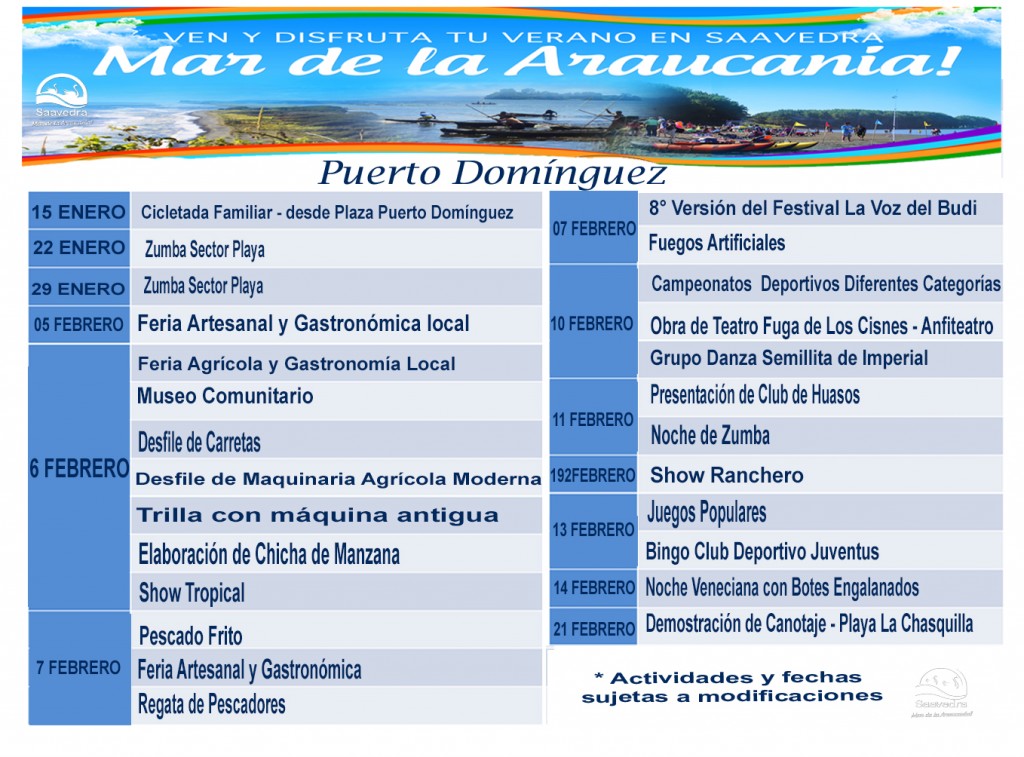 CALENDARIO DE EVENTOS 2016 - Puerto Dominguez