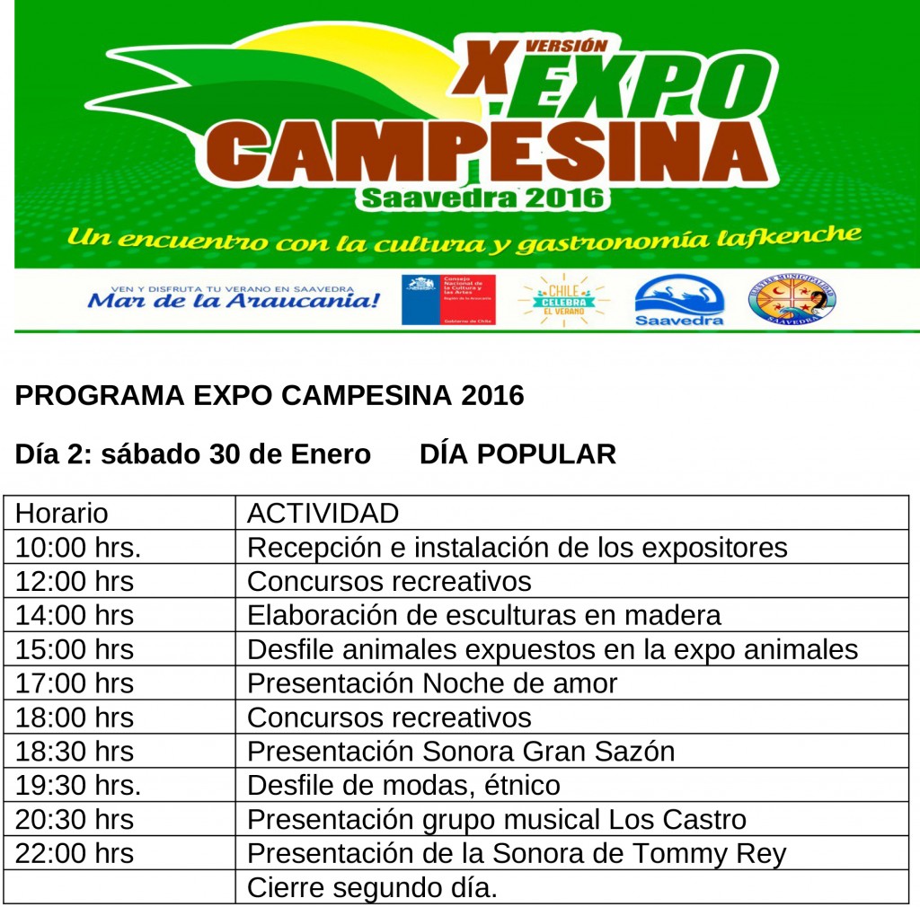 PROGRAMA EXPO CAMPESINA 2016-2